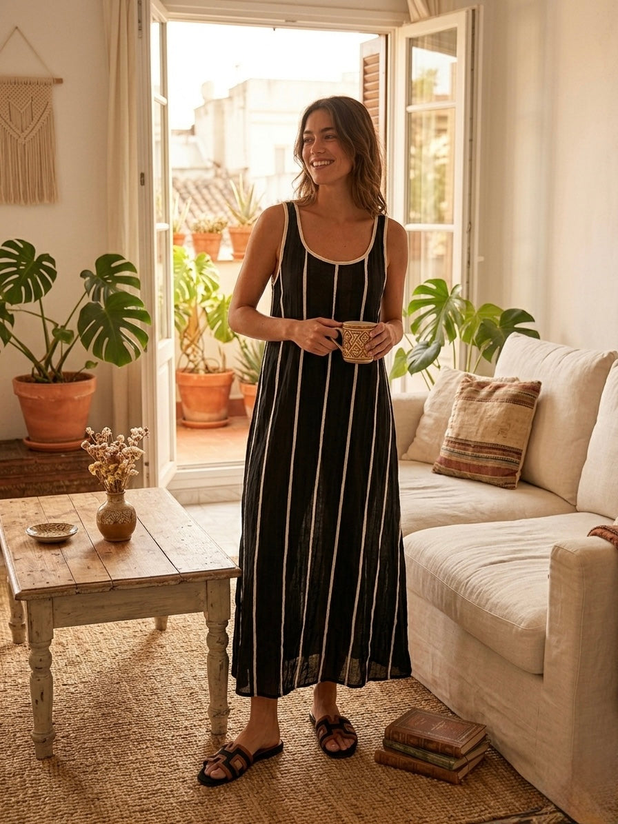 Vestido Vivos Contraste Comprido