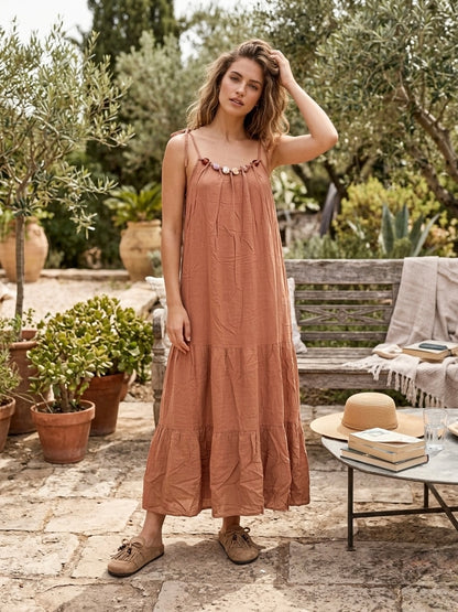 Vestido Liso Aplic Conchas