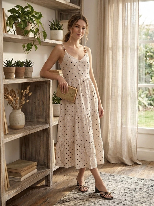 Vestido Lino Largo Corazones