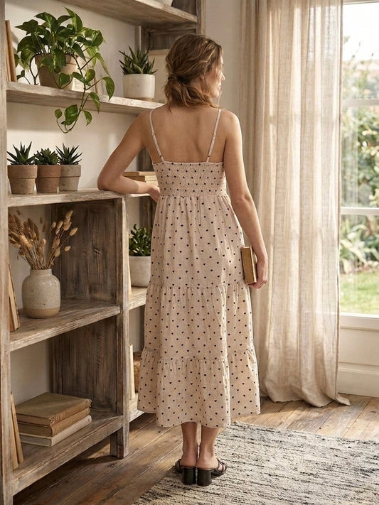 Vestido Lino Largo Corazones