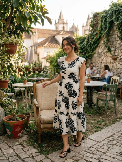 Vestido Bicolor Floral