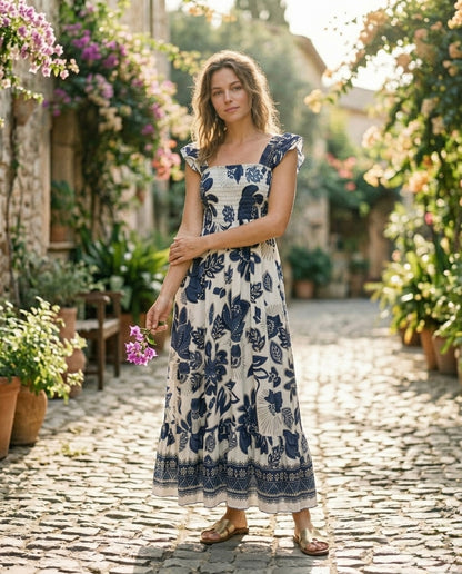 Vestido Alça Folho Flor