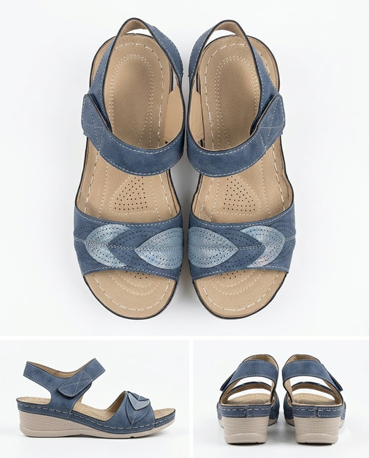 Sandalia com Velcro Tira em Folha