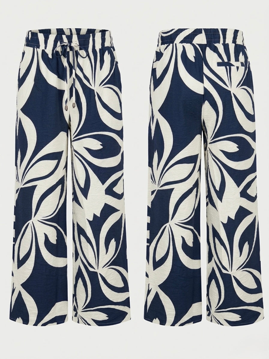 Calça floral G bicolor