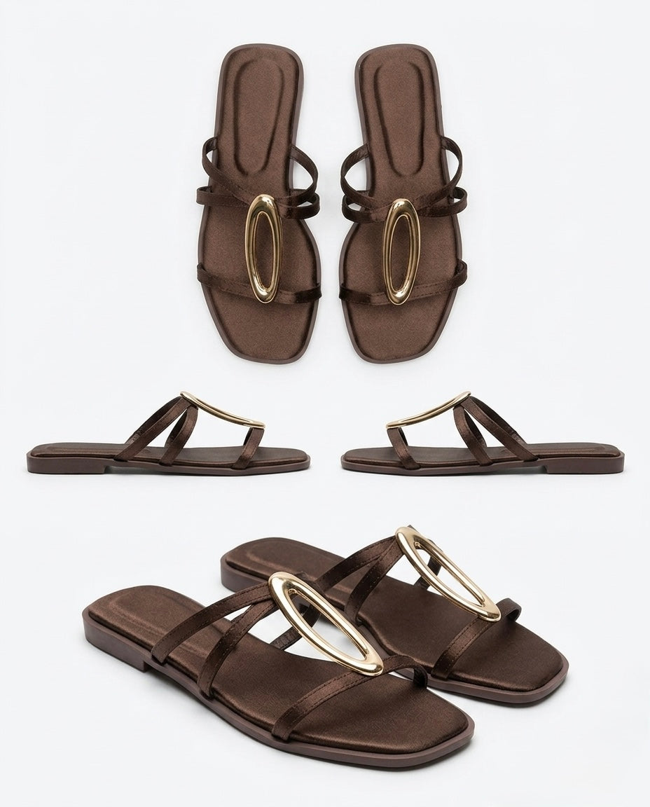 Sandalia slim cetim com argola