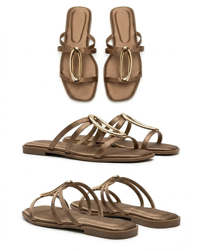 Sandalia slim cetim com argola