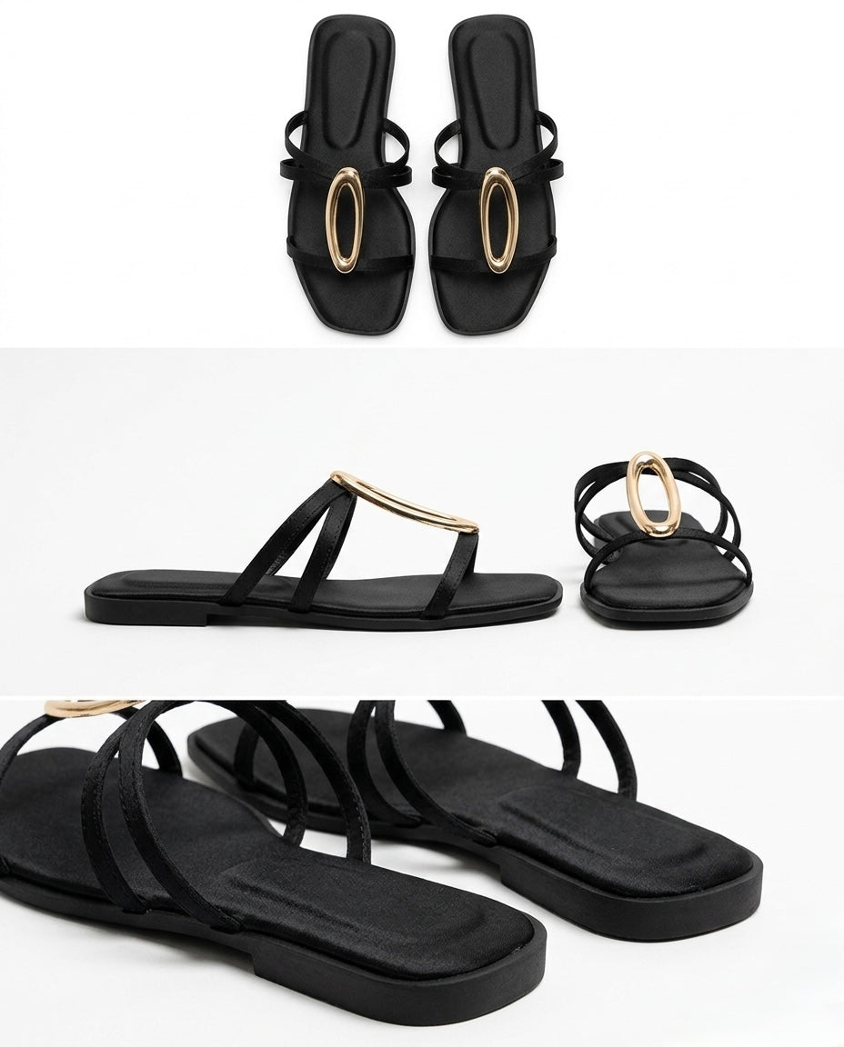 Sandalia slim cetim com argola