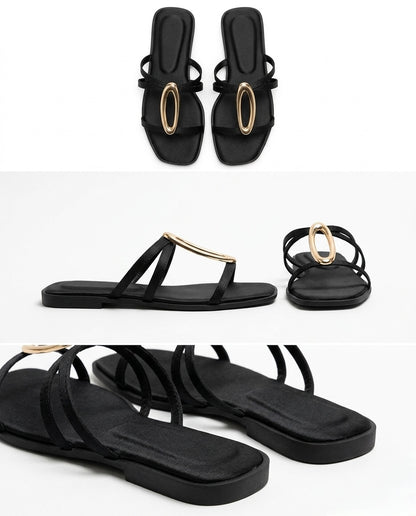 Sandalia slim cetim com argola
