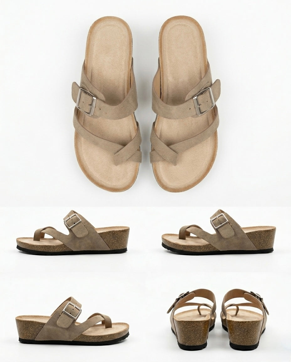 Chinelo sola mais alta cruzado