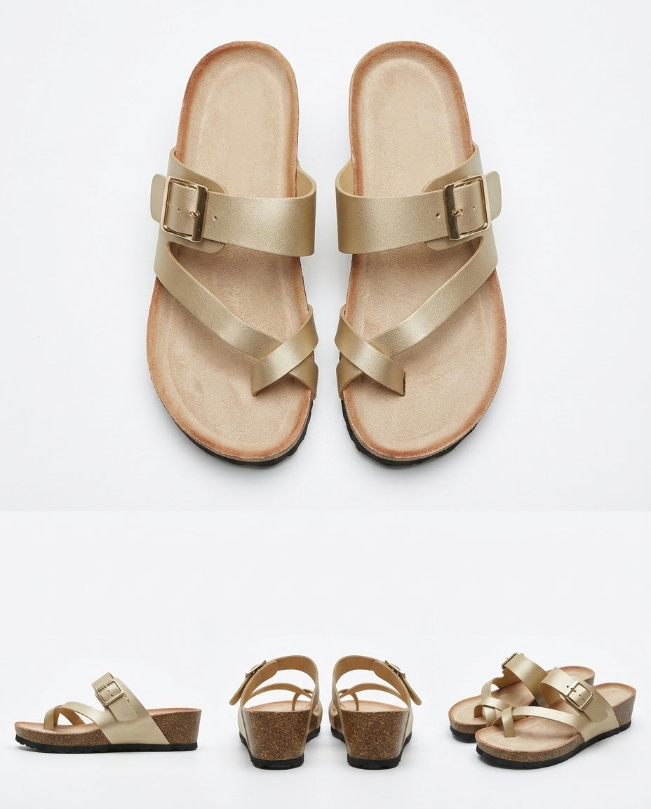 Chinelo sola mais alta cruzado
